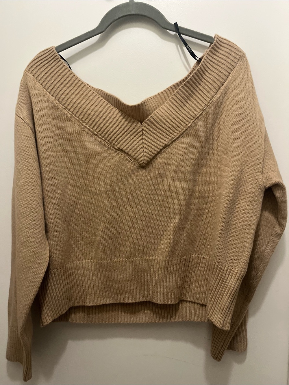 Forever 21 Relaxed V-Neck Sweater in Camel